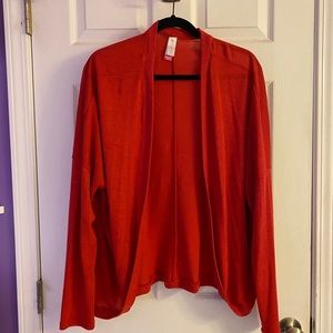 Bright Red Cocoon Wrap Open Front Cardigan